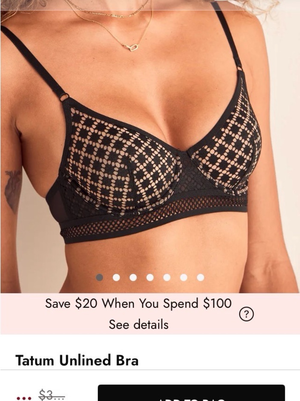 34DD Mesh Overlay Unlined Bra - Black